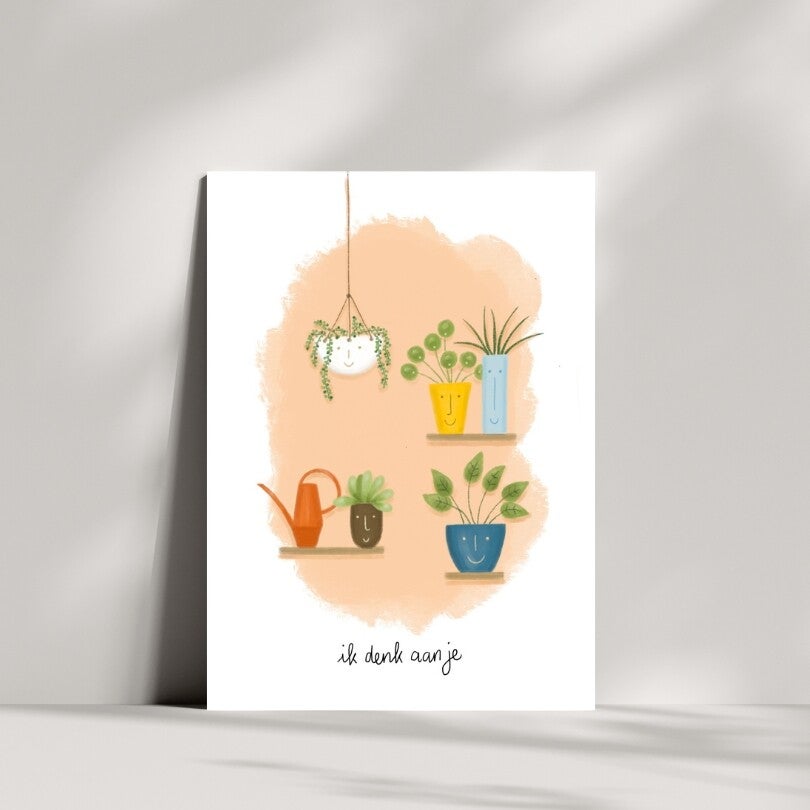 Ik denk aan je, plantjes wenskaart