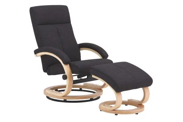 Josh donkergrijs fauteuil + hocker - Afbeelding 2