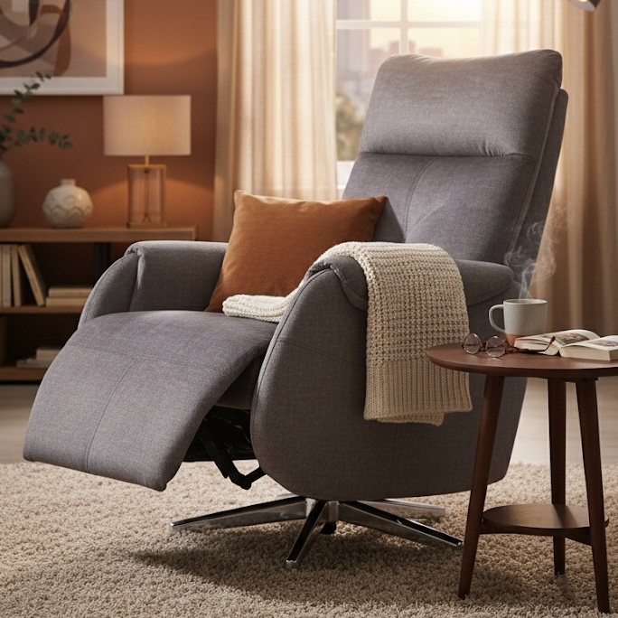 Liam luxe grijze 360° draaibare fauteuil