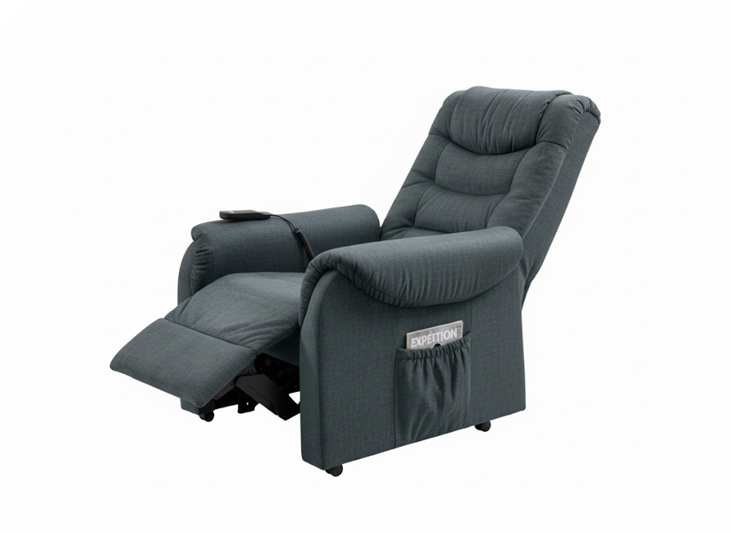Sara donkerblauw velours relaxfauteuil - Afbeelding 2