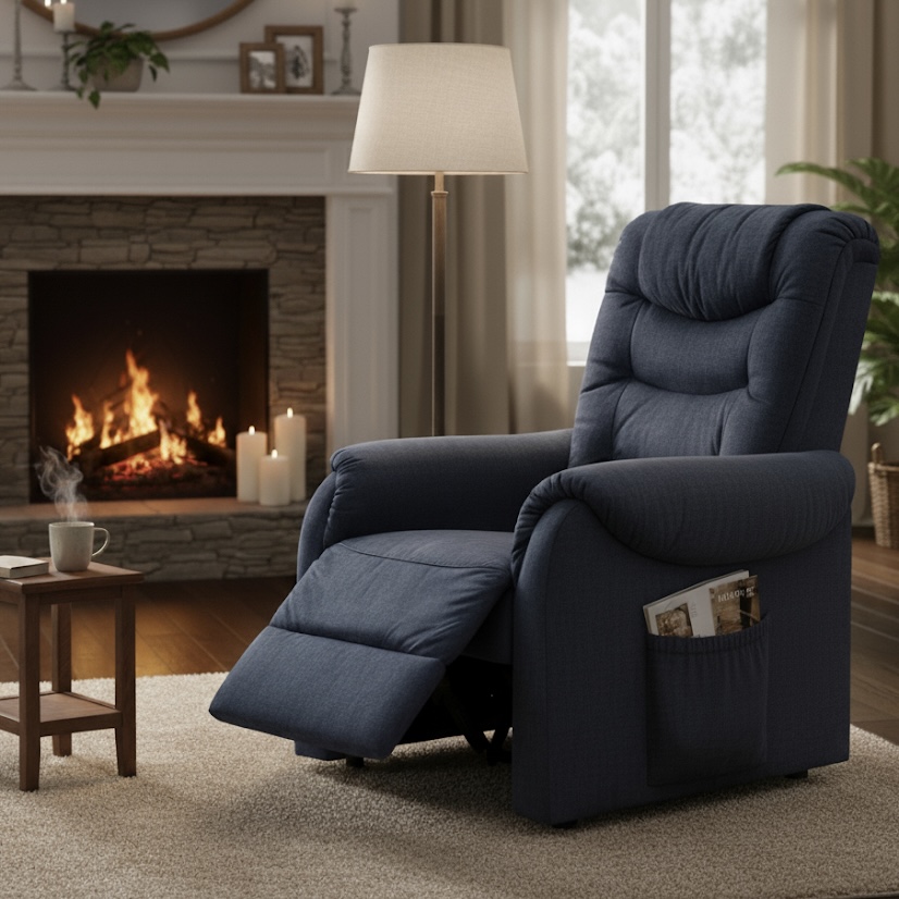 Sara donkerblauw velours relaxfauteuil