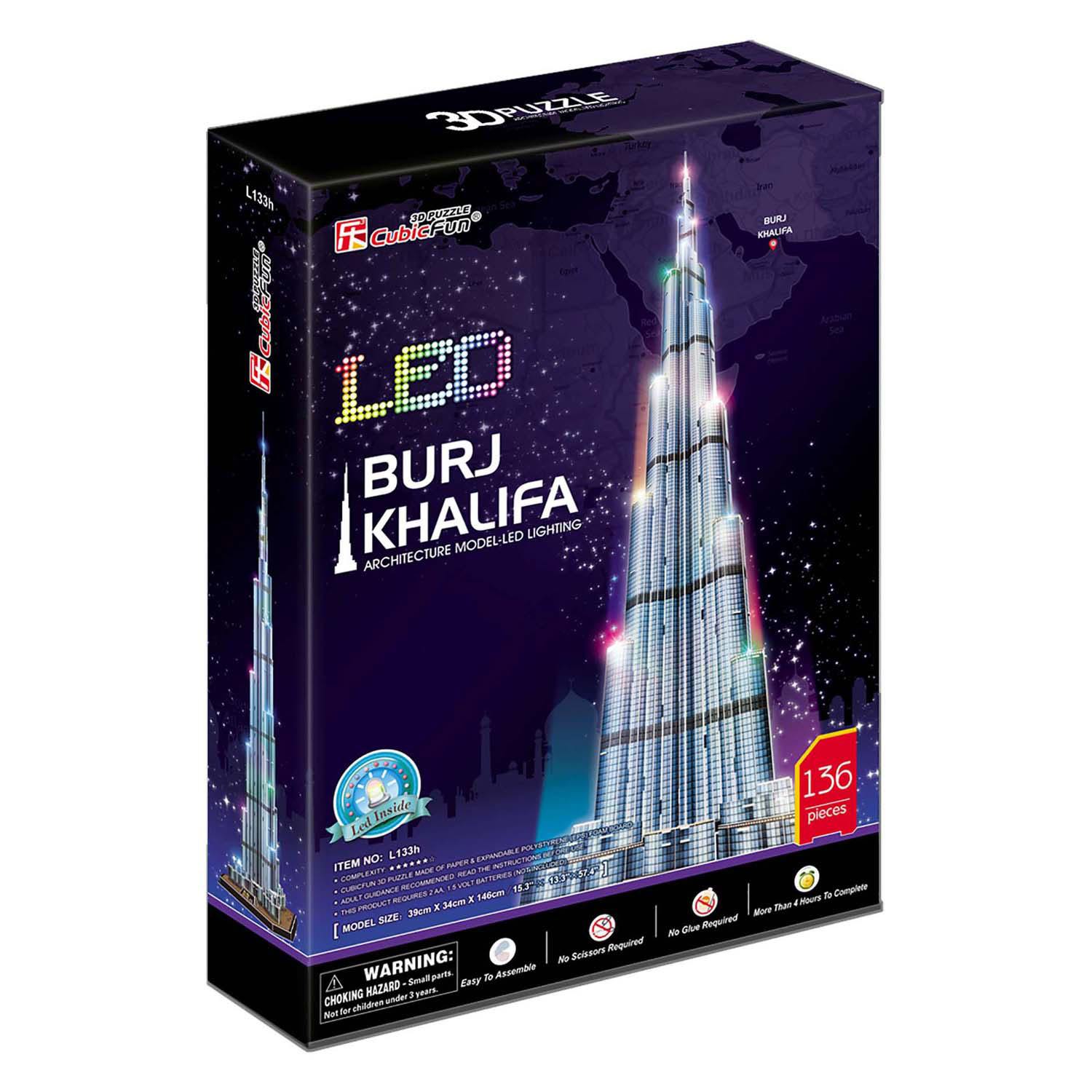Cubic Fun 3D Puzzel Burj Khalifa met Led Verlichting